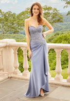 Dress Elegant Off-the-Shoulder Sleeveless Formal Dress Mermaid Applique Full Length Ruffle Prom Dress With Slit