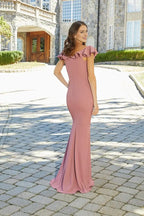 Dress Elegant Off-the-Shoulder Sleeveless Formal Dress Mermaid Full Length Ruffle Prom Dress With Slit