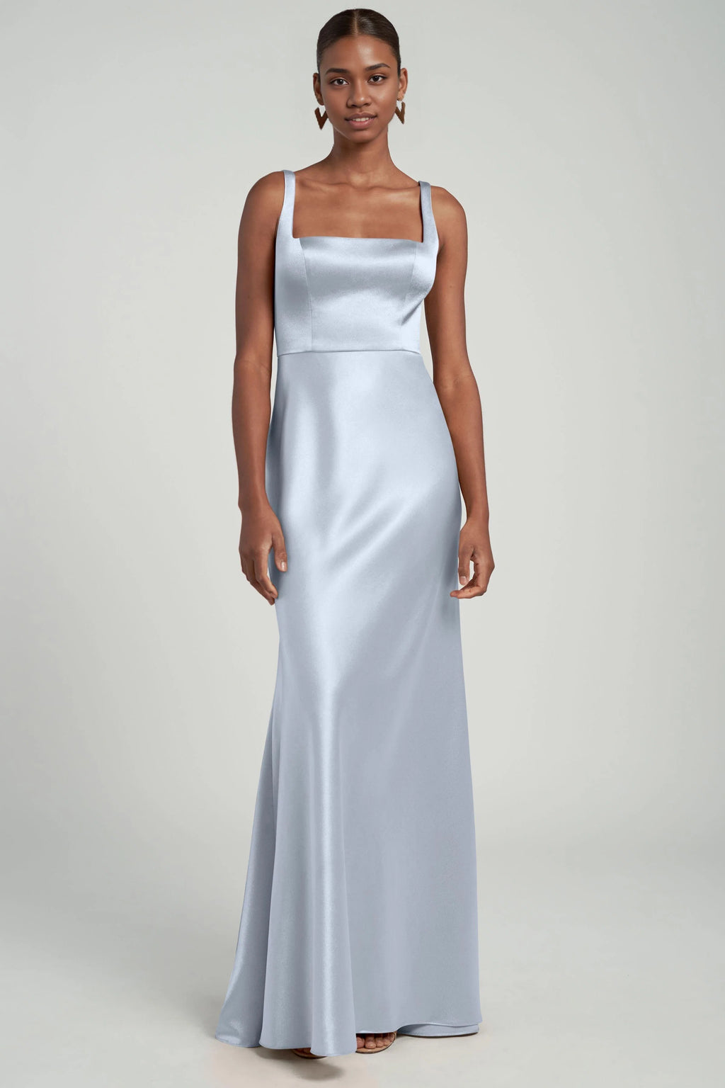 Dress Elegant Regular Straps Square Evening Dress Bridesmaid Dress Floor-Length Sheath Scoop Back Prom Dress