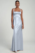Dress Elegant Regular Straps Square Evening Dress Bridesmaid Dress Floor-Length Sheath Scoop Back Prom Dress