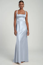 Dress Elegant Regular Straps Square Evening Dress Bridesmaid Dress Floor-Length Sheath Scoop Back Prom Dress