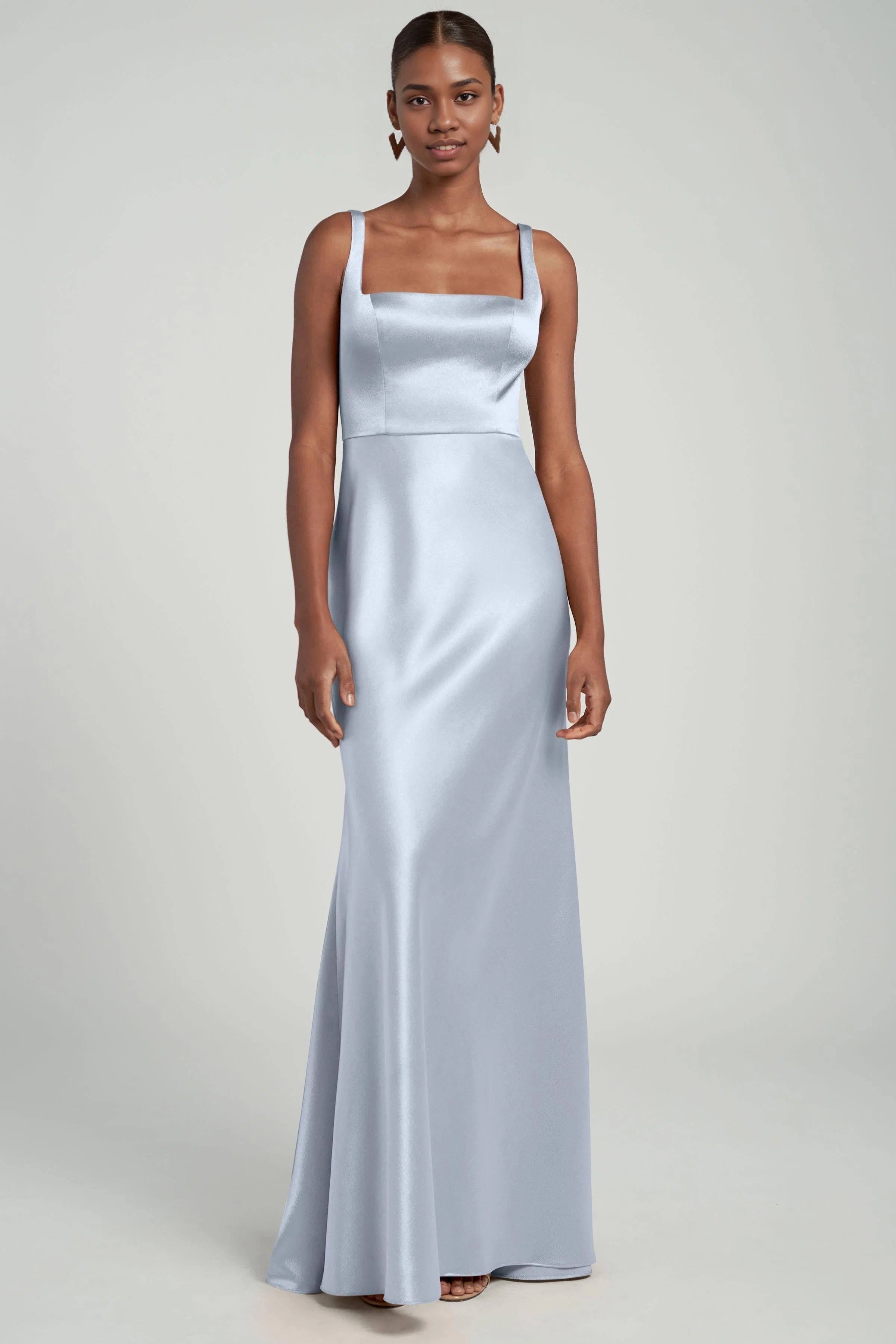 Dress Elegant Regular Straps Square Evening Dress Bridesmaid Dress Floor-Length Sheath Scoop Back Prom Dress