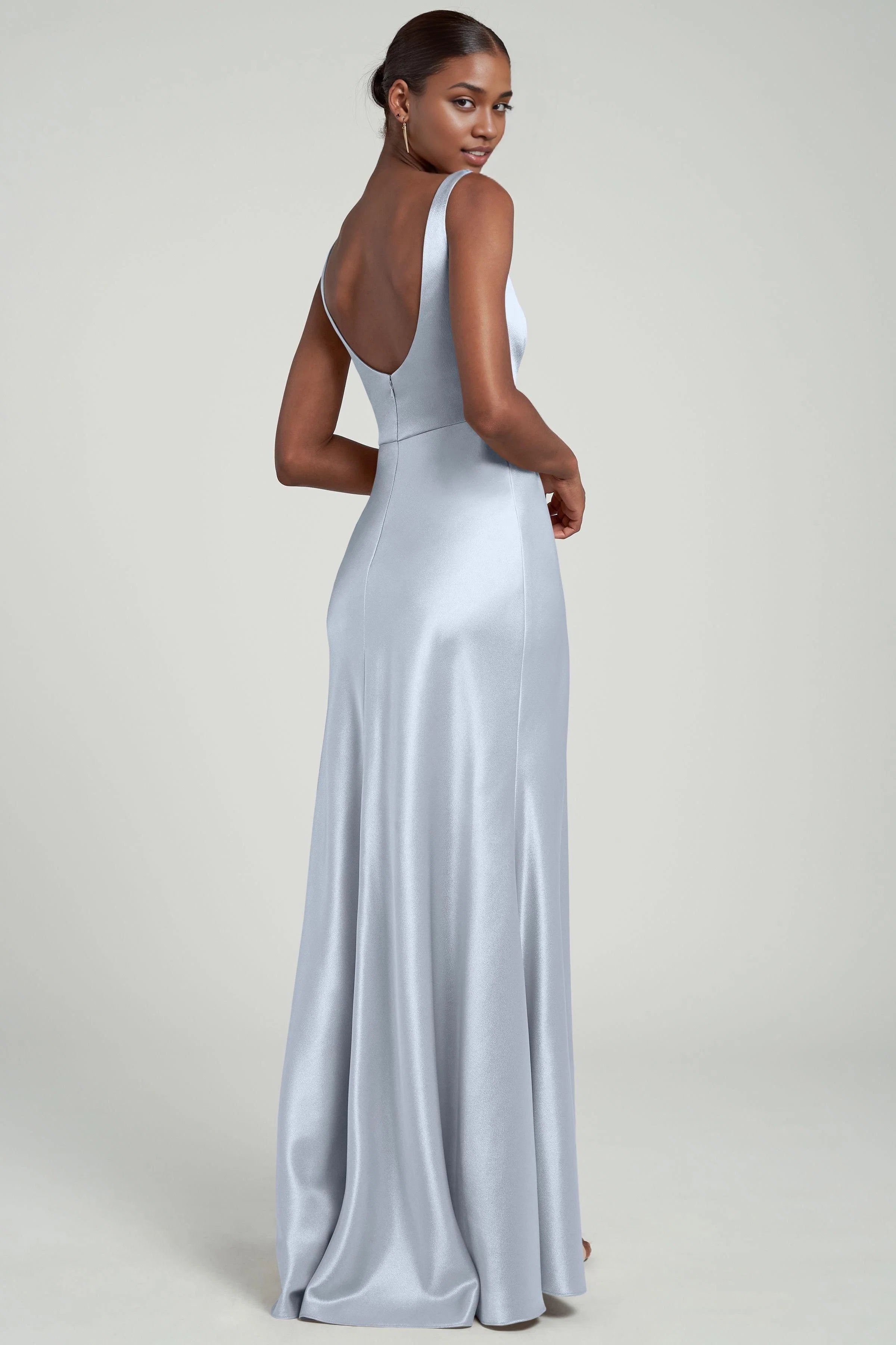 Dress Elegant Regular Straps Square Evening Dress Bridesmaid Dress Floor-Length Sheath Scoop Back Prom Dress