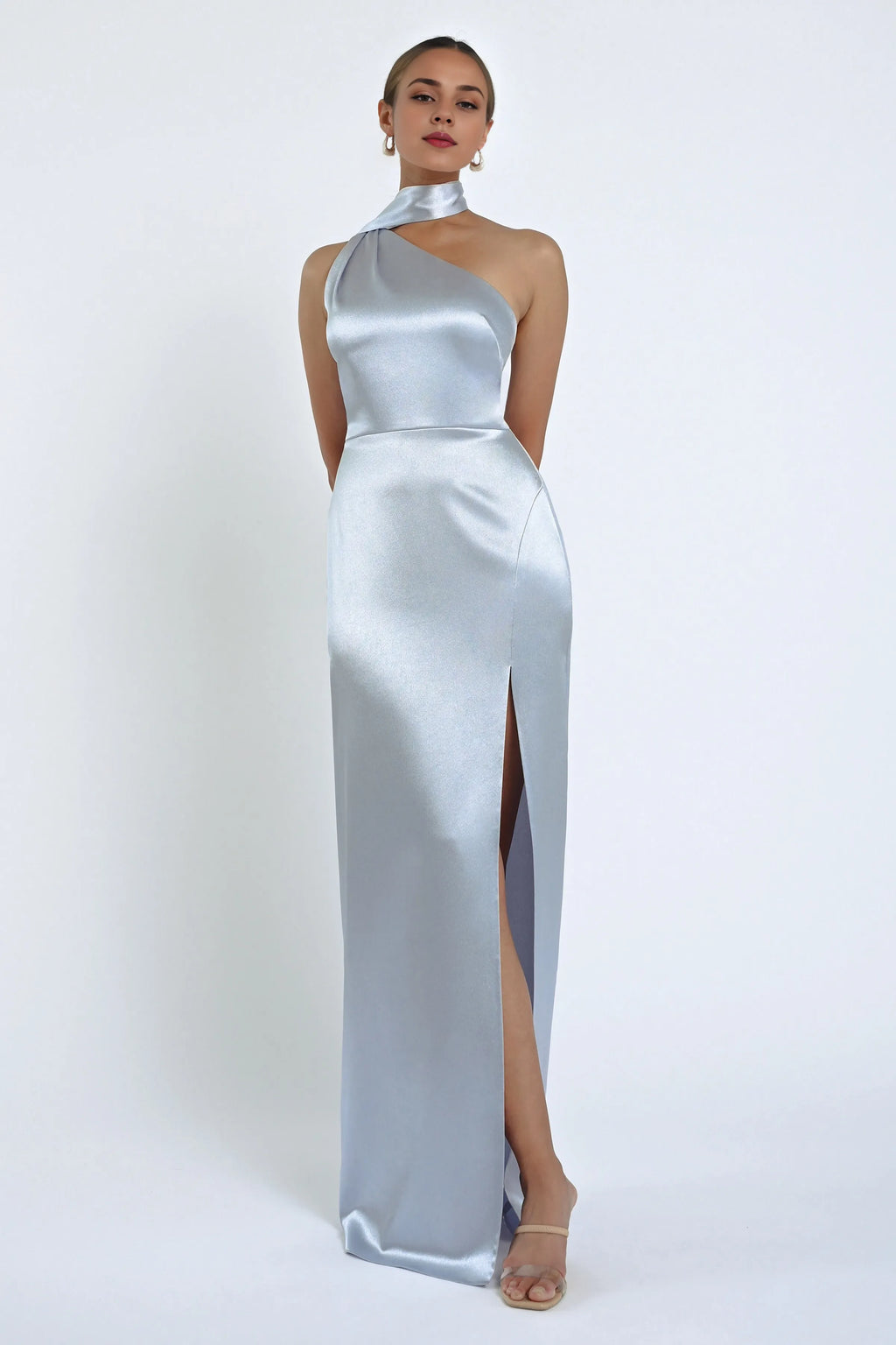 Dress Elegant Asymmetrical Halter Neck Open Back Evening Dress Sheath Slit Sleeveless Prom Dress