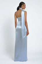Dress Elegant Asymmetrical Halter Neck Open Back Evening Dress Sheath Slit Sleeveless Prom Dress