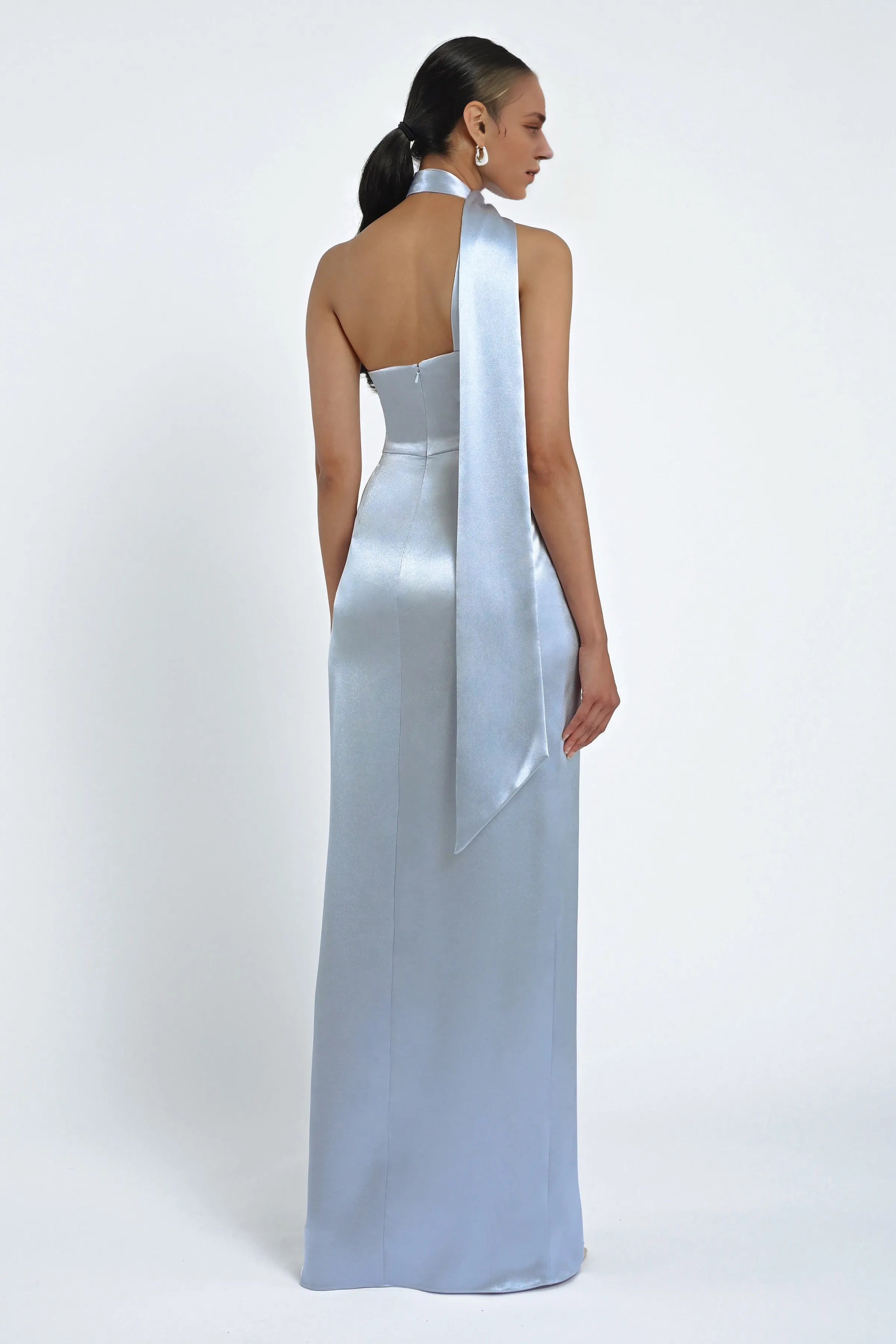 Dress Elegant Asymmetrical Halter Neck Open Back Evening Dress Sheath Slit Sleeveless Prom Dress
