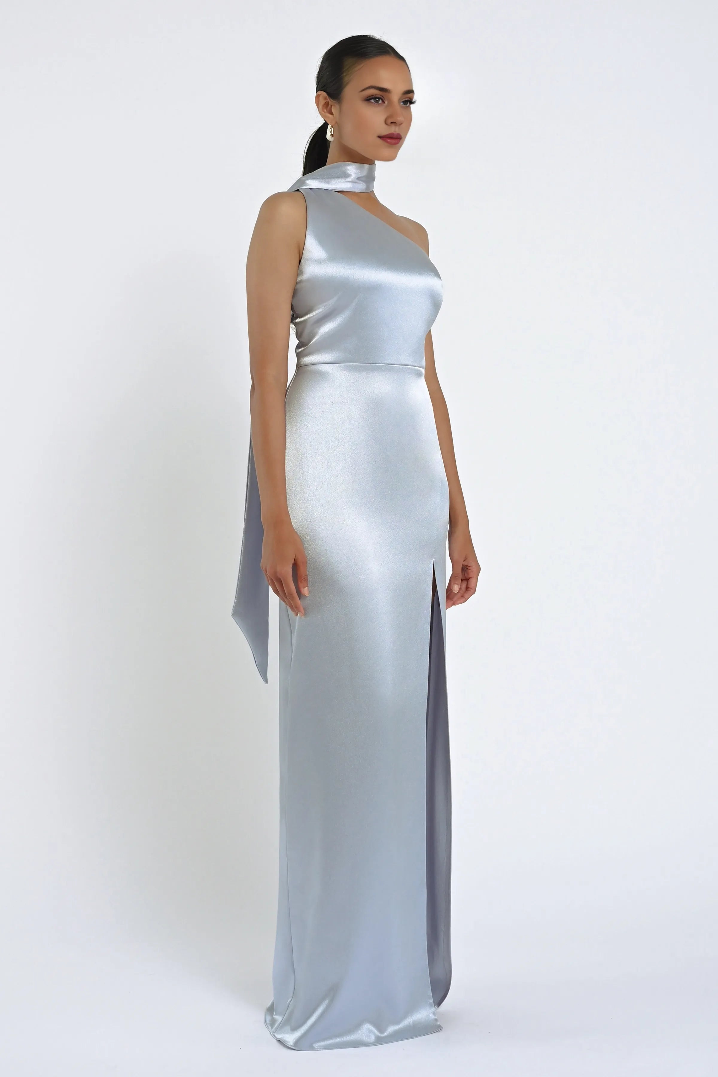 Dress Elegant Asymmetrical Halter Neck Open Back Evening Dress Sheath Slit Sleeveless Prom Dress