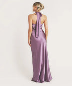 Dress Elegant Scoop Neck Bridesmaid Dress Maxi Dress Backless Solid Color Sleeveless Prom Dress