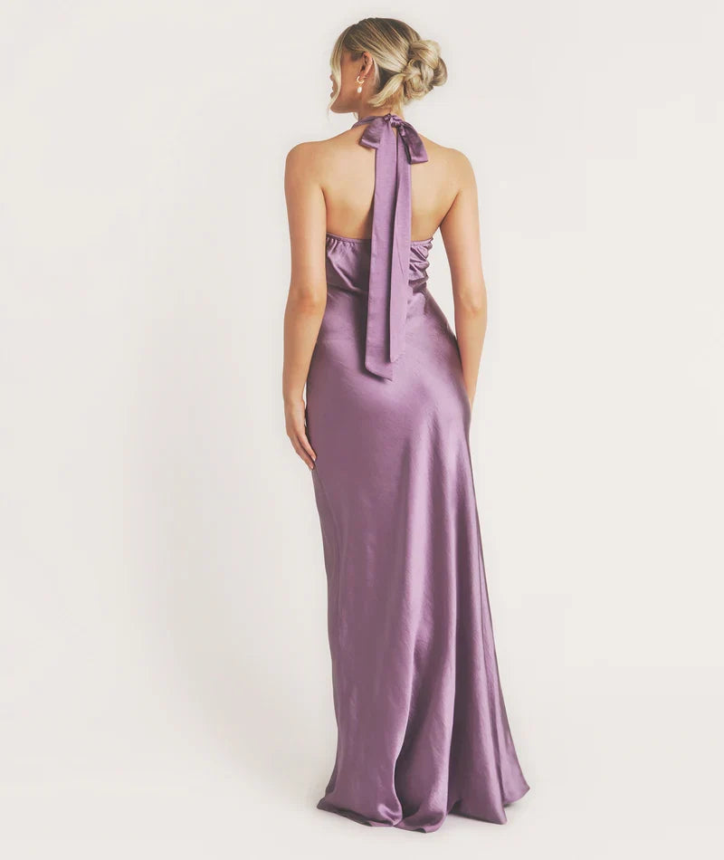 Dress Elegant Scoop Neck Bridesmaid Dress Maxi Dress Backless Solid Color Sleeveless Prom Dress