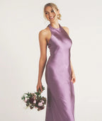 Dress Elegant Scoop Neck Bridesmaid Dress Maxi Dress Backless Solid Color Sleeveless Prom Dress