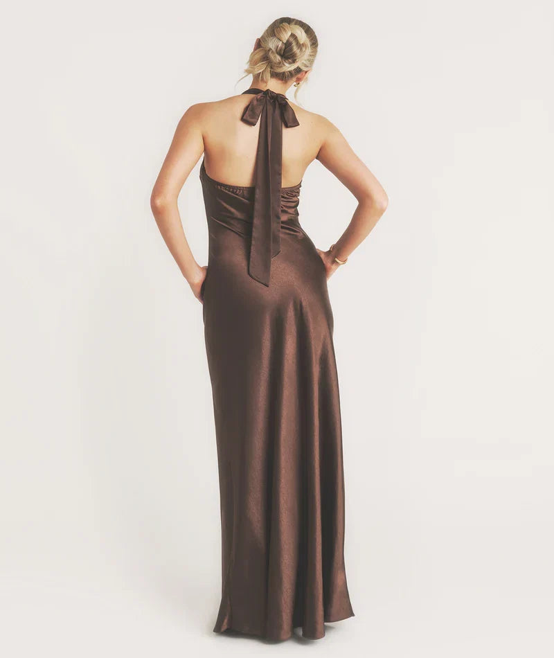 Dress Elegant Scoop Neck Bridesmaid Dress Maxi Dress Backless Solid Color Sleeveless Prom Dress