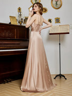 Dress Elegant Spaghetti Straps Sleeveless Dress V-Neck Backcless Birthday Party Prom Maxi Dresses