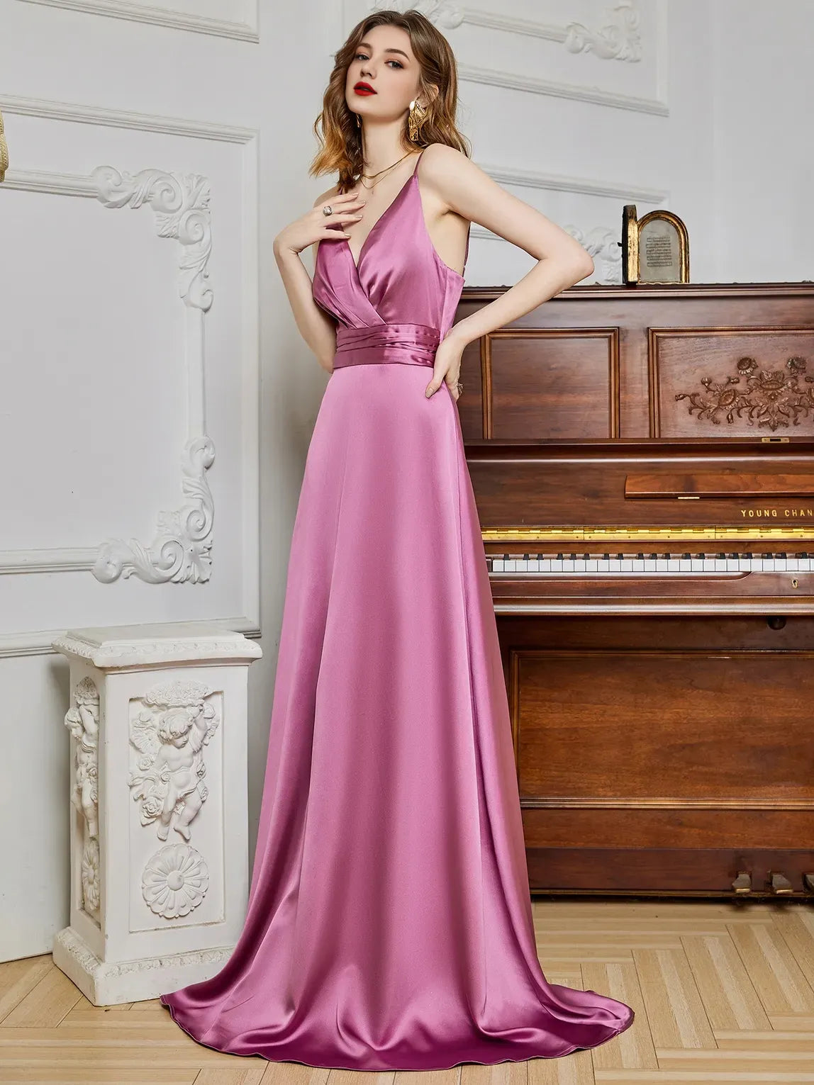 Dress Elegant Spaghetti Straps Sleeveless Dress V-Neck Backcless Birthday Party Prom Maxi Dresses