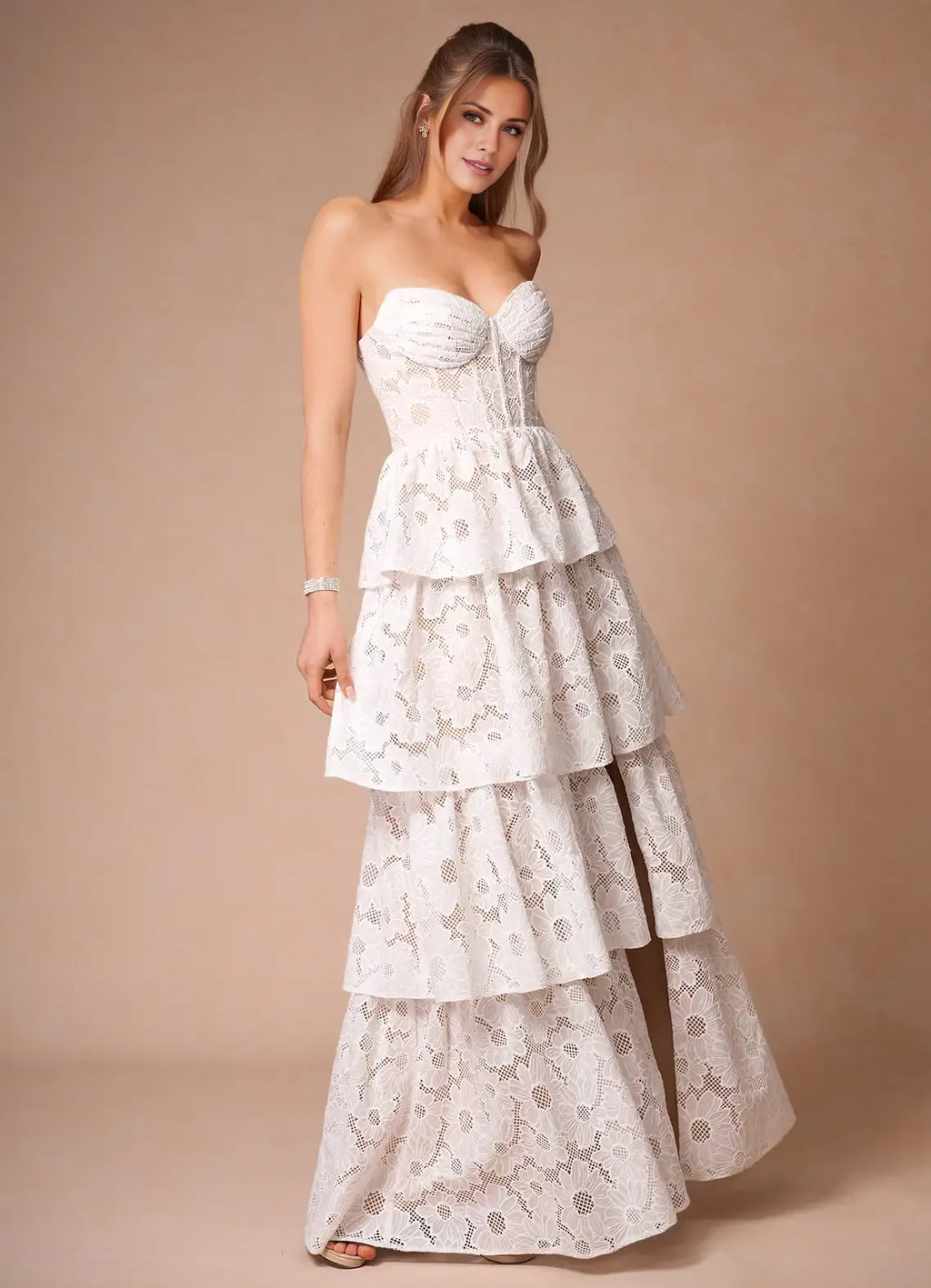Dress Elegant Spaghetti Straps Sleeveless Romantic Appliques Evening Dress Floor Length Slit Prom Dress