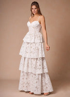 Dress Elegant Spaghetti Straps Sleeveless Romantic Appliques Evening Dress Floor Length Slit Prom Dress
