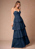 Dress Elegant Spaghetti Straps Sleeveless Romantic Appliques Evening Dress Floor Length Slit Prom Dress