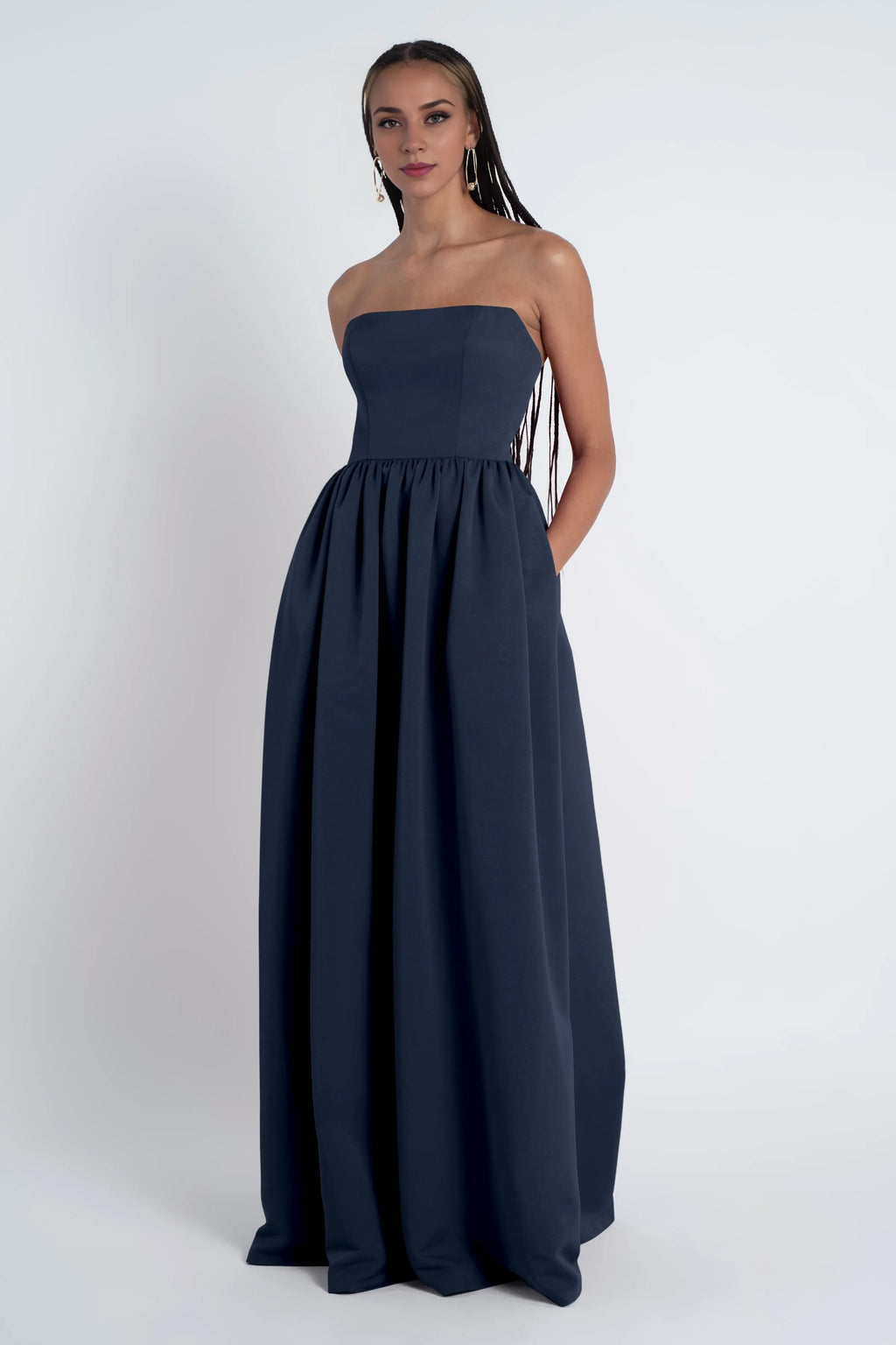 Dress Elegant Strapless Straight Neck Evening Dress Bridesmaid Dress Floor-Length A-Line Center Back Zipper Prom Dress