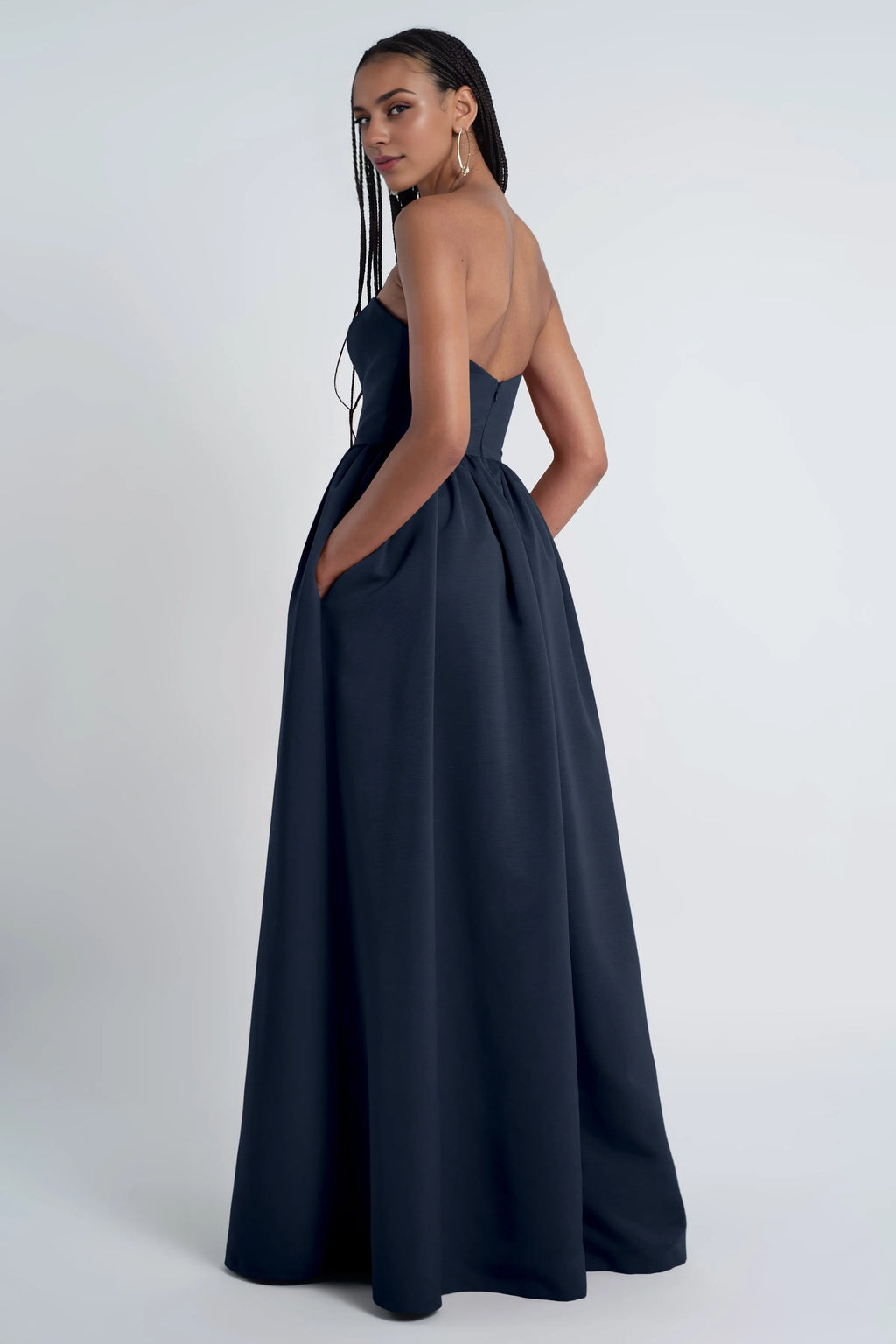 Dress Elegant Strapless Straight Neck Evening Dress Bridesmaid Dress Floor-Length A-Line Center Back Zipper Prom Dress