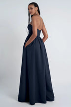 Dress Elegant Strapless Straight Neck Evening Dress Bridesmaid Dress Floor-Length A-Line Center Back Zipper Prom Dress