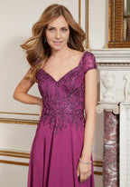 Dress Elegant Sweetheart Cap Sleeve Prom Dress A-line Full Length Ruched Mother Of The Bride With Applique