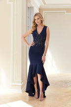 Dress Elegant V Neck Sleeveless Prom Dress Mermaid Asymmetrical Ruffle Ruched Mother Of The Bride