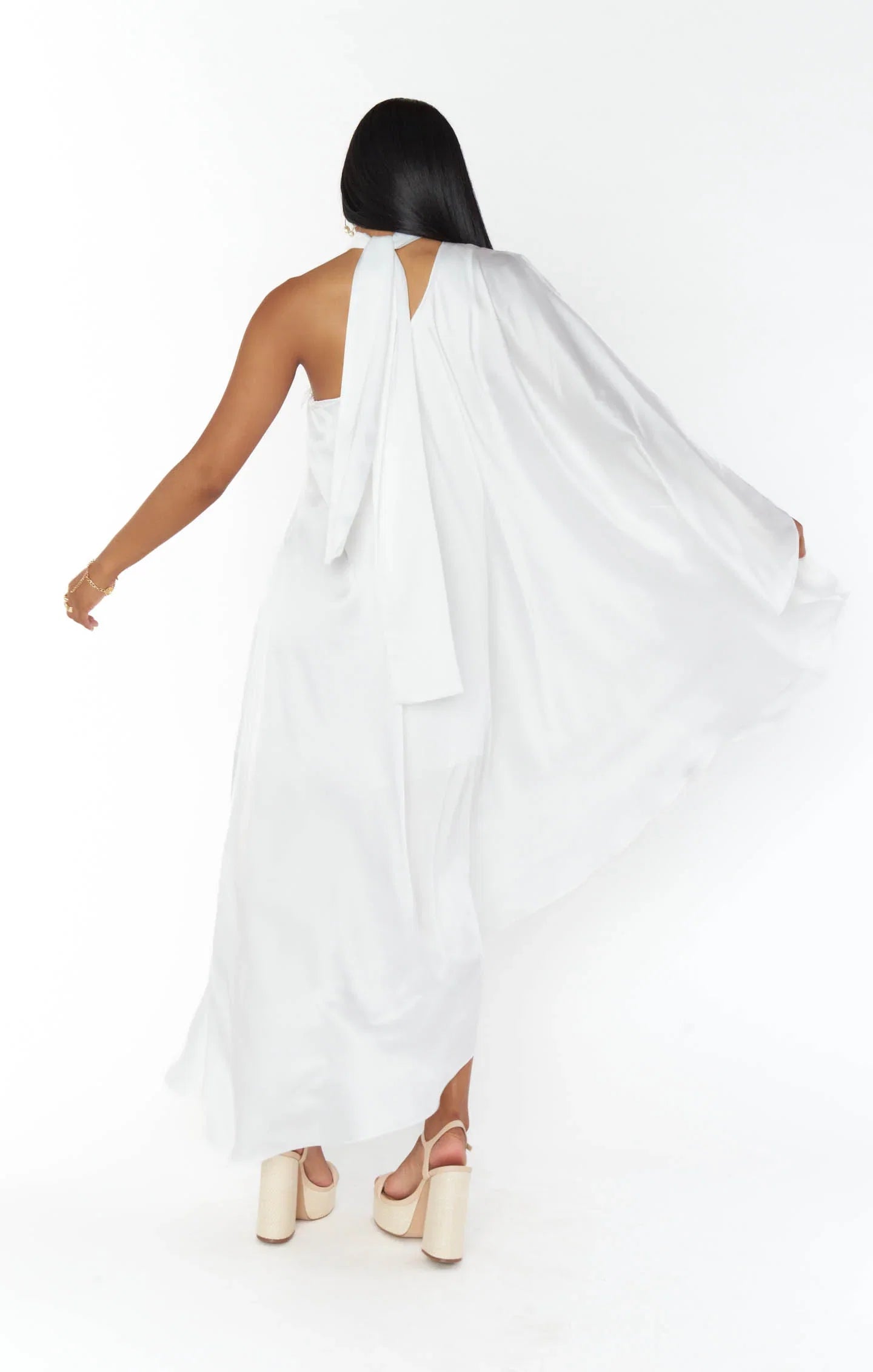 Dress Fashion Asymmetrical Neck One Shoulder Maxi Dress Column Solid Color Irregular Back Prom Dress With Scarf