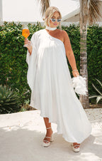 Dress Fashion Asymmetrical Neck One Shoulder Maxi Dress Column Solid Color Irregular Back Prom Dress With Scarf