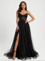Dress Fashion Ball-Gown/Princess V-Neck Sweep Train Prom Dresses With Pleated Backless Sleeveless Maxi Dress