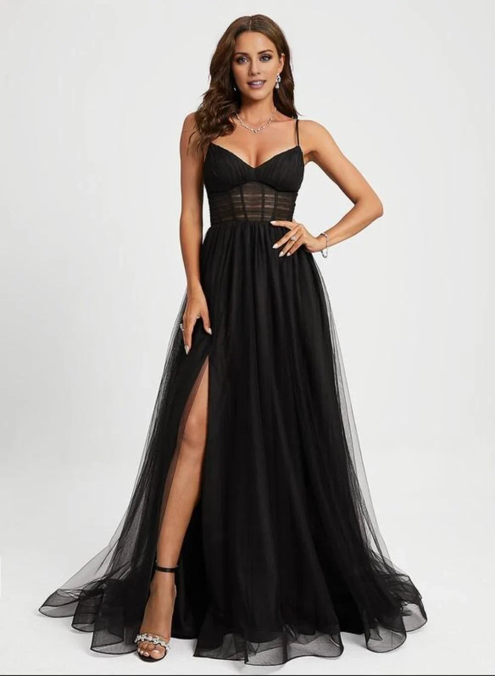 Dress Fashion Ball-Gown/Princess V-Neck Sweep Train Prom Dresses With Pleated Backless Sleeveless Maxi Dress