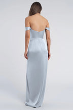 Dress Fashion Cowl Neck Off The Shoulder Sleeve Open Back Evening Dress Bridesmaid Dress Floor-Length Sheath Slit Prom Dress