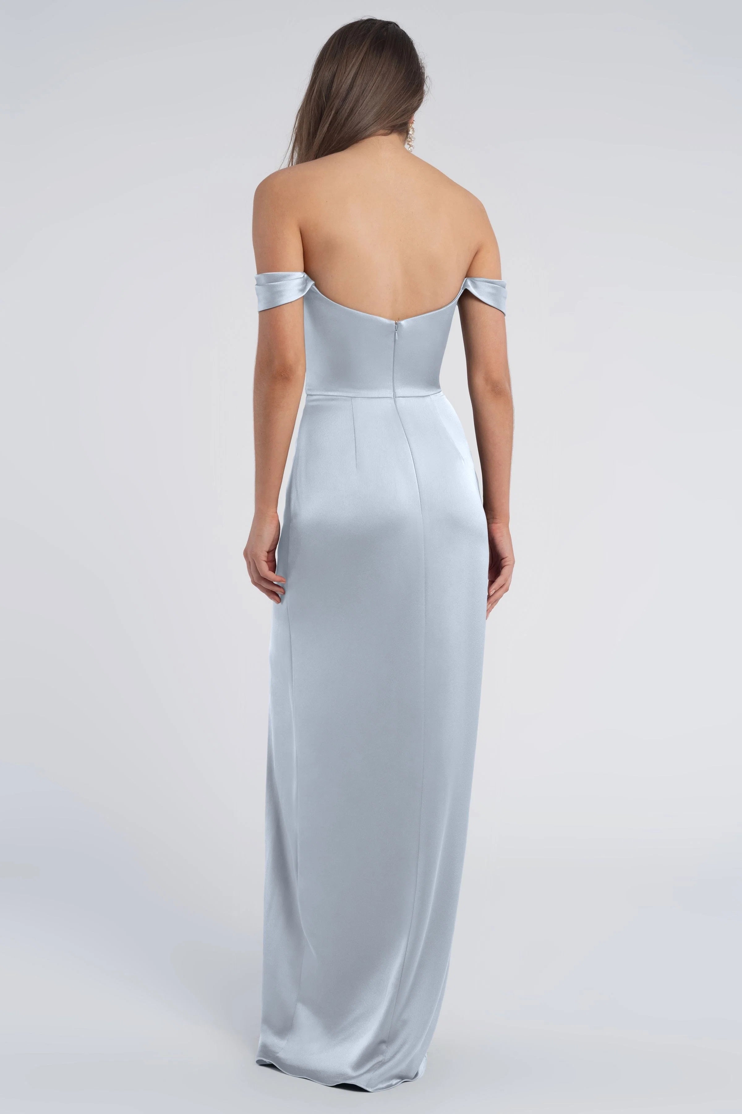 Dress Fashion Cowl Neck Off The Shoulder Sleeve Open Back Evening Dress Bridesmaid Dress Floor-Length Sheath Slit Prom Dress