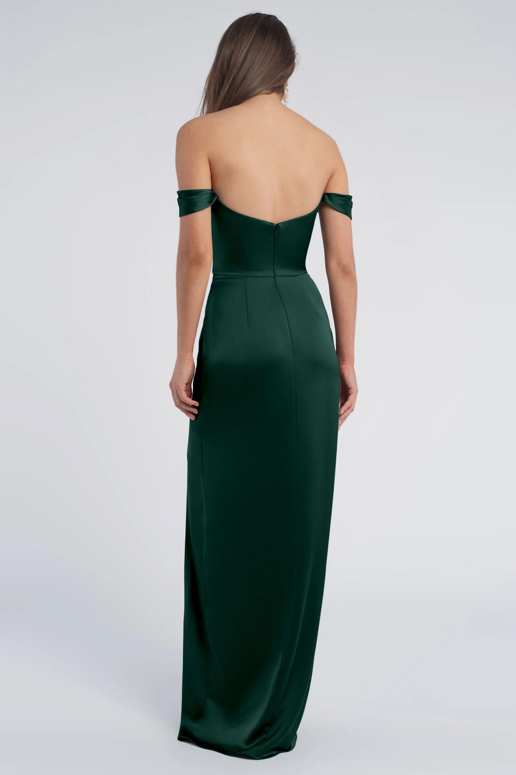 Dress Fashion Cowl Neck Off The Shoulder Sleeve Open Back Evening Dress Bridesmaid Dress Floor-Length Sheath Slit Prom Dress
