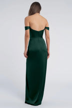 Dress Fashion Cowl Neck Off The Shoulder Sleeve Open Back Evening Dress Bridesmaid Dress Floor-Length Sheath Slit Prom Dress