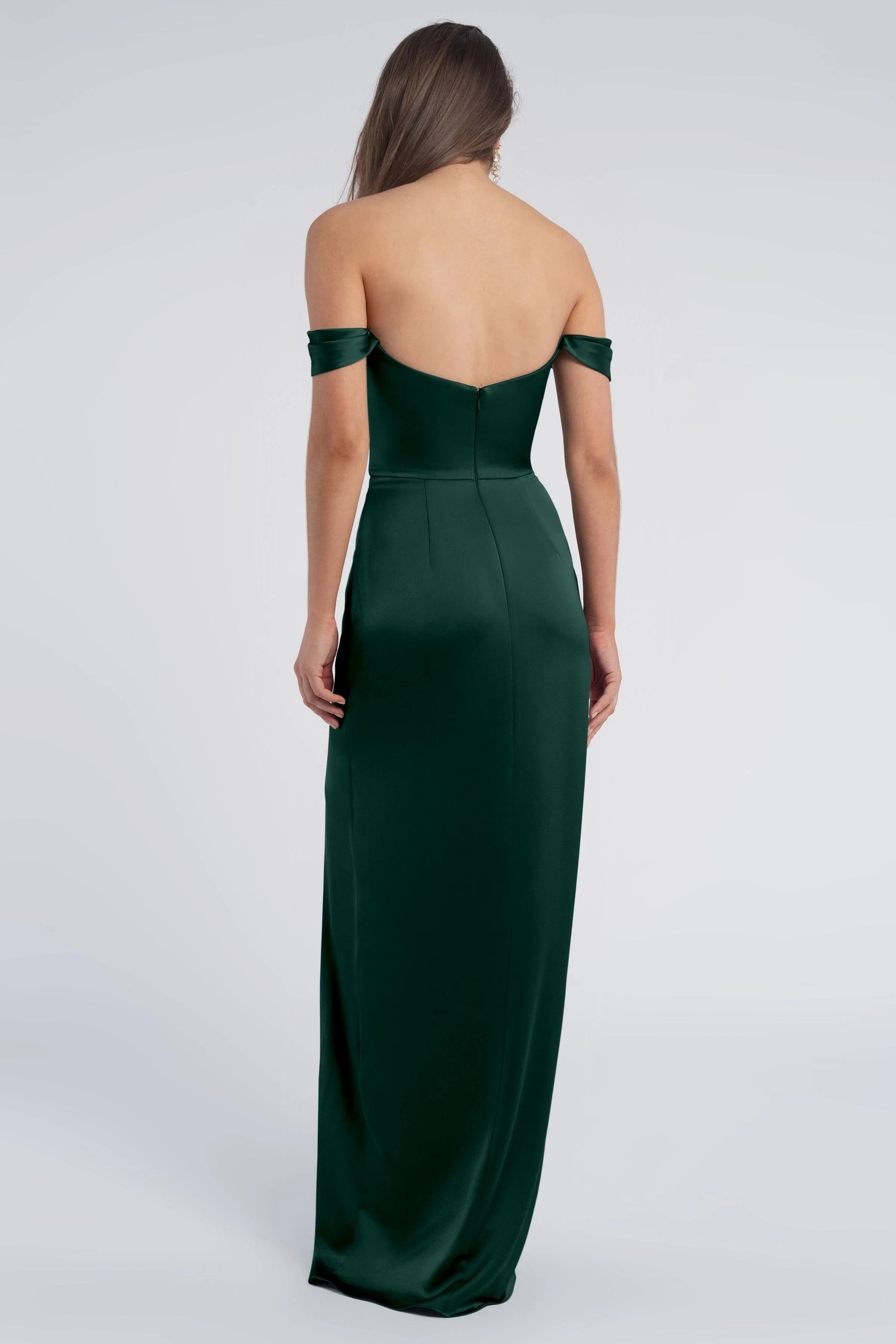 Dress Fashion Cowl Neck Off The Shoulder Sleeve Open Back Evening Dress Bridesmaid Dress Floor-Length Sheath Slit Prom Dress