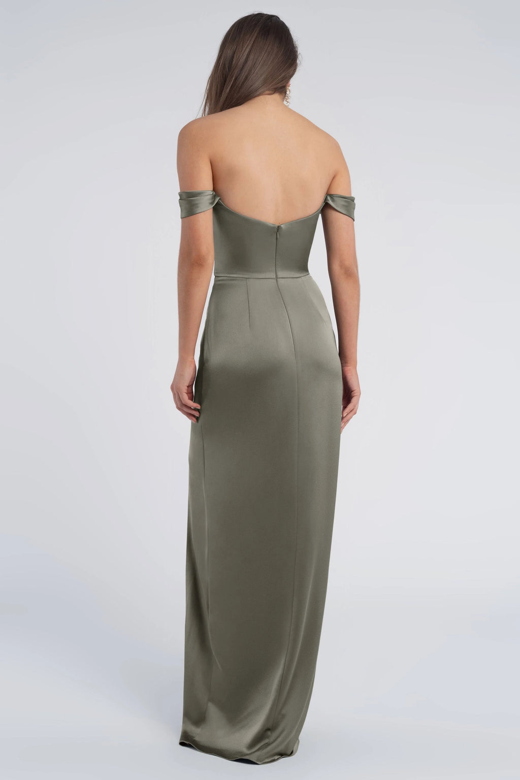 Dress Fashion Cowl Neck Off The Shoulder Sleeve Open Back Evening Dress Bridesmaid Dress Floor-Length Sheath Slit Prom Dress