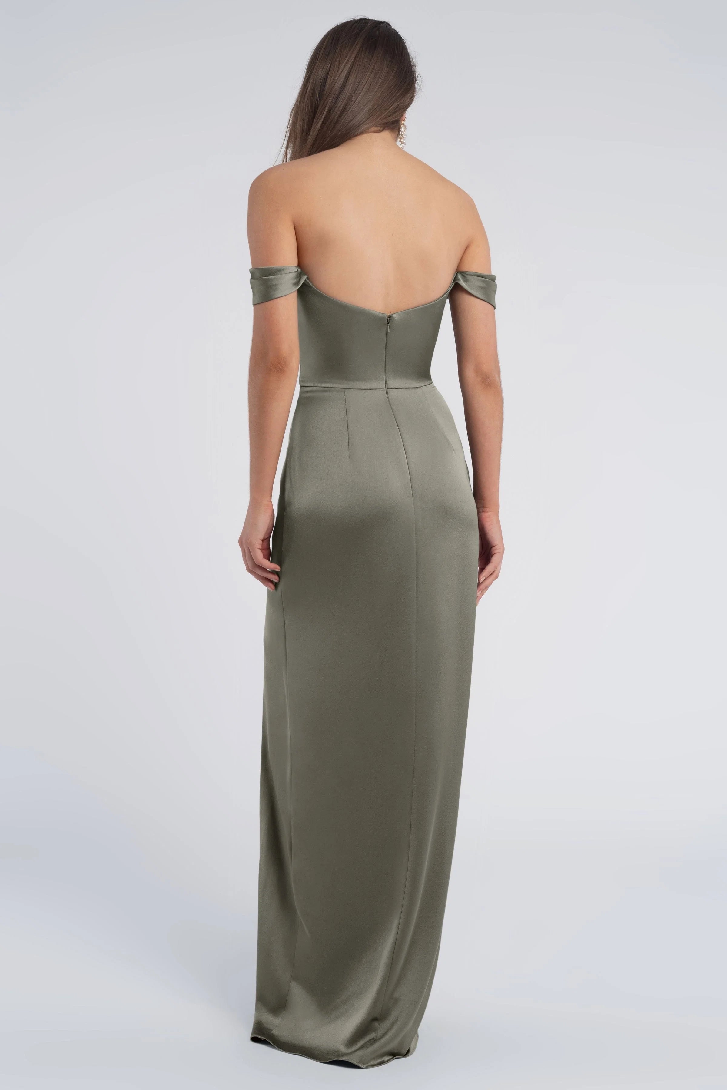 Dress Fashion Cowl Neck Off The Shoulder Sleeve Open Back Evening Dress Bridesmaid Dress Floor-Length Sheath Slit Prom Dress