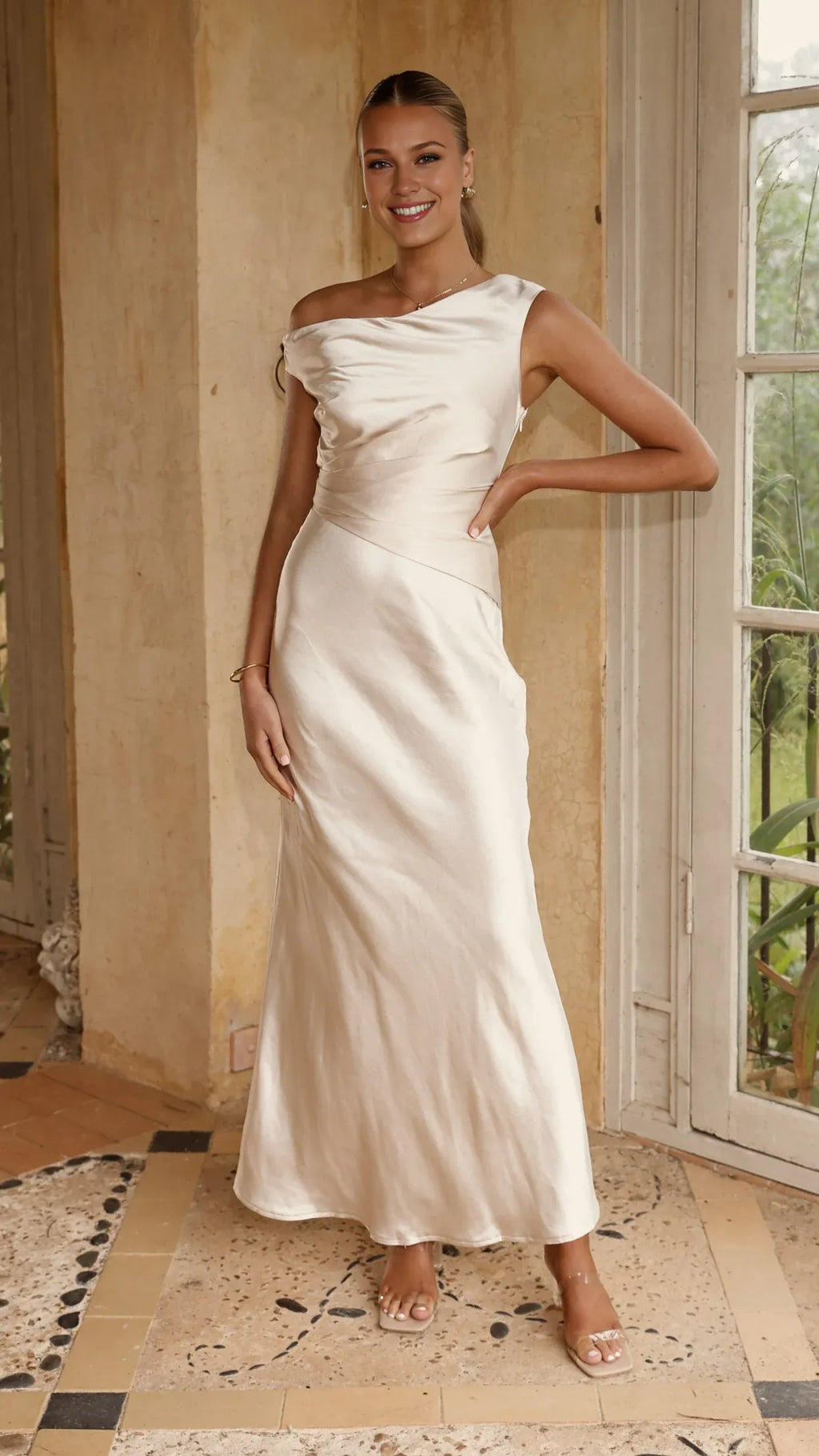 Yellow Dress Fashion Off Shoulder Maxi Dress Mermaid Sleeveless Solid Color Sheath Full Coverage Prom Dress