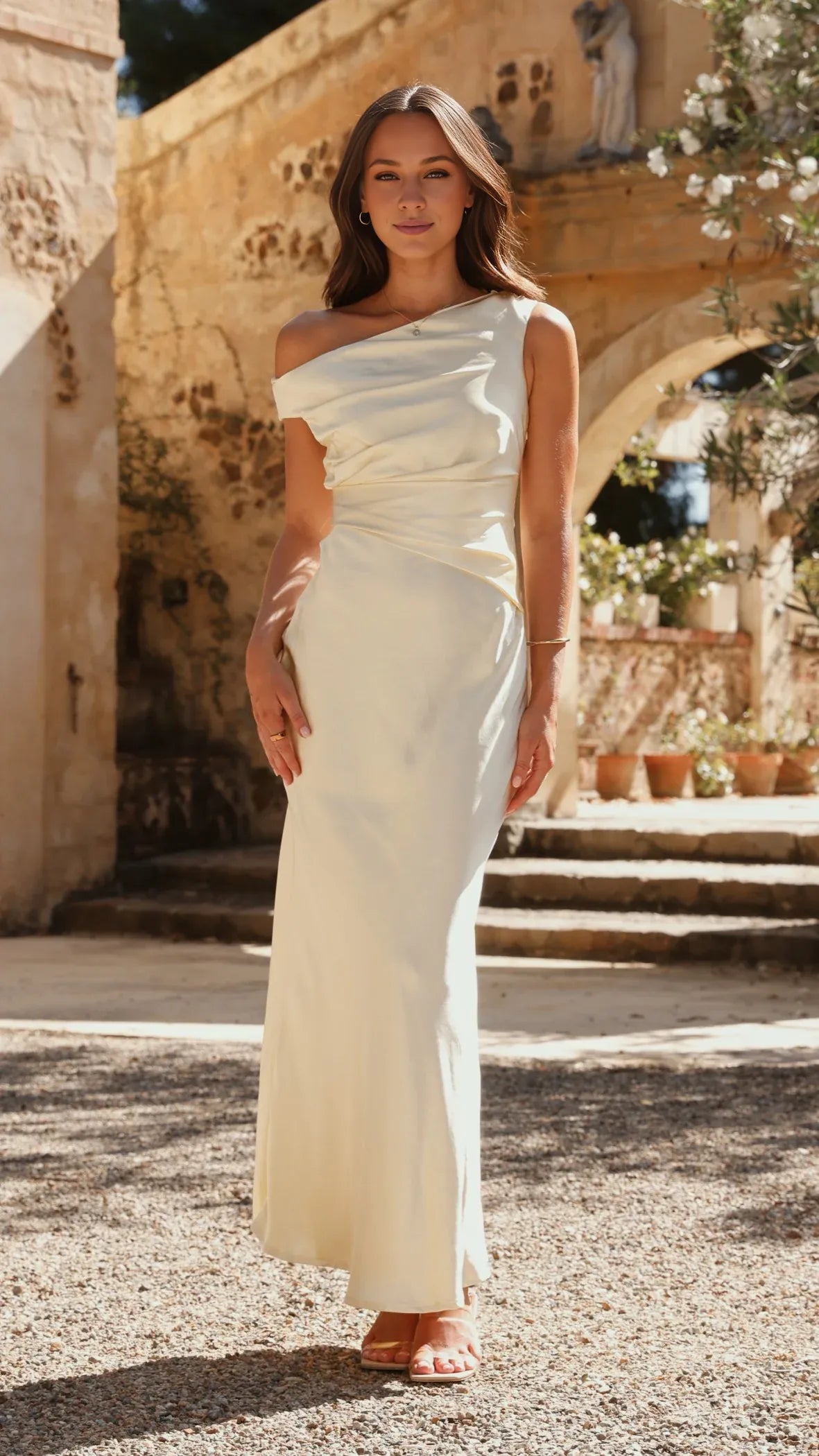 Yellow Dress Fashion Off Shoulder Maxi Dress Mermaid Sleeveless Solid Color Sheath Full Coverage Prom Dress
