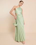 Dress Fashion One Shoulder Evening Dress Sleeveless Cutout Waist Solid Color A-line Prom Dress