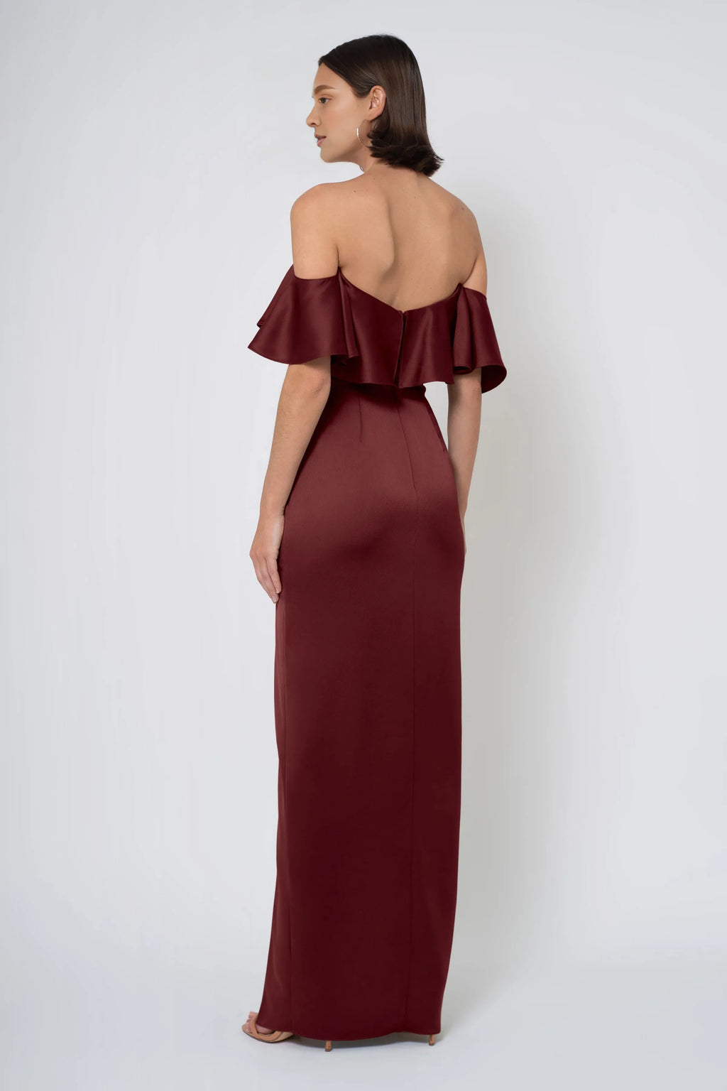 Dress Fashion Strapless Neck With Ruffle Evening Dress Bridesmaid Dress Slim Floor-Length Side Slit Prom Dress