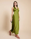 Dress Fashion Sheath Ankle-Length Sleeveless Party Dresses Halter Neck Solid Color Open Back Evening Dress