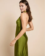 Dress Fashion Sheath Ankle-Length Sleeveless Party Dresses Halter Neck Solid Color Open Back Evening Dress