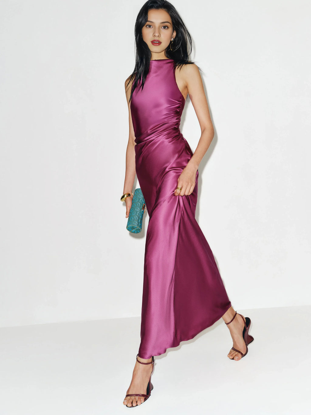 Dress Fashion Solid Color Cowl Neck Sleeveless Mermaid Prom Dress Maxi Dress Backless Evening Dress