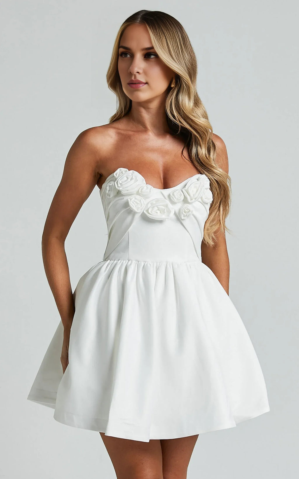 Pink Dress Fashion Sweetheart Rosette Detail Fit Mini Dress A-Line Sleeveless Backless Homecoming Dress
