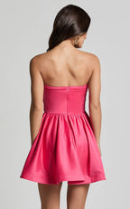 Pink Dress Fashion Sweetheart Rosette Detail Fit Mini Dress A-Line Sleeveless Backless Homecoming Dress