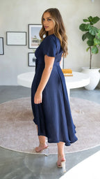 Black Dress Fashion V Neck Midi Dress A-Line Sleeveless Solid Color High Low Prom Dress