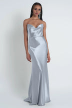 Dress Fashionable Cowl Neck Off The Shoulder Sleeve Evening Dress Bridesmaid Dress Floor-Length Sheath Prom Dress