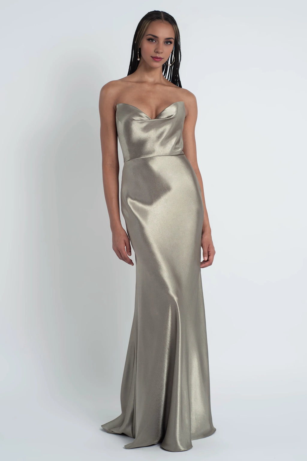 Dress Fashionable Cowl Neck Off The Shoulder Sleeve Evening Dress Bridesmaid Dress Floor-Length Sheath Prom Dress