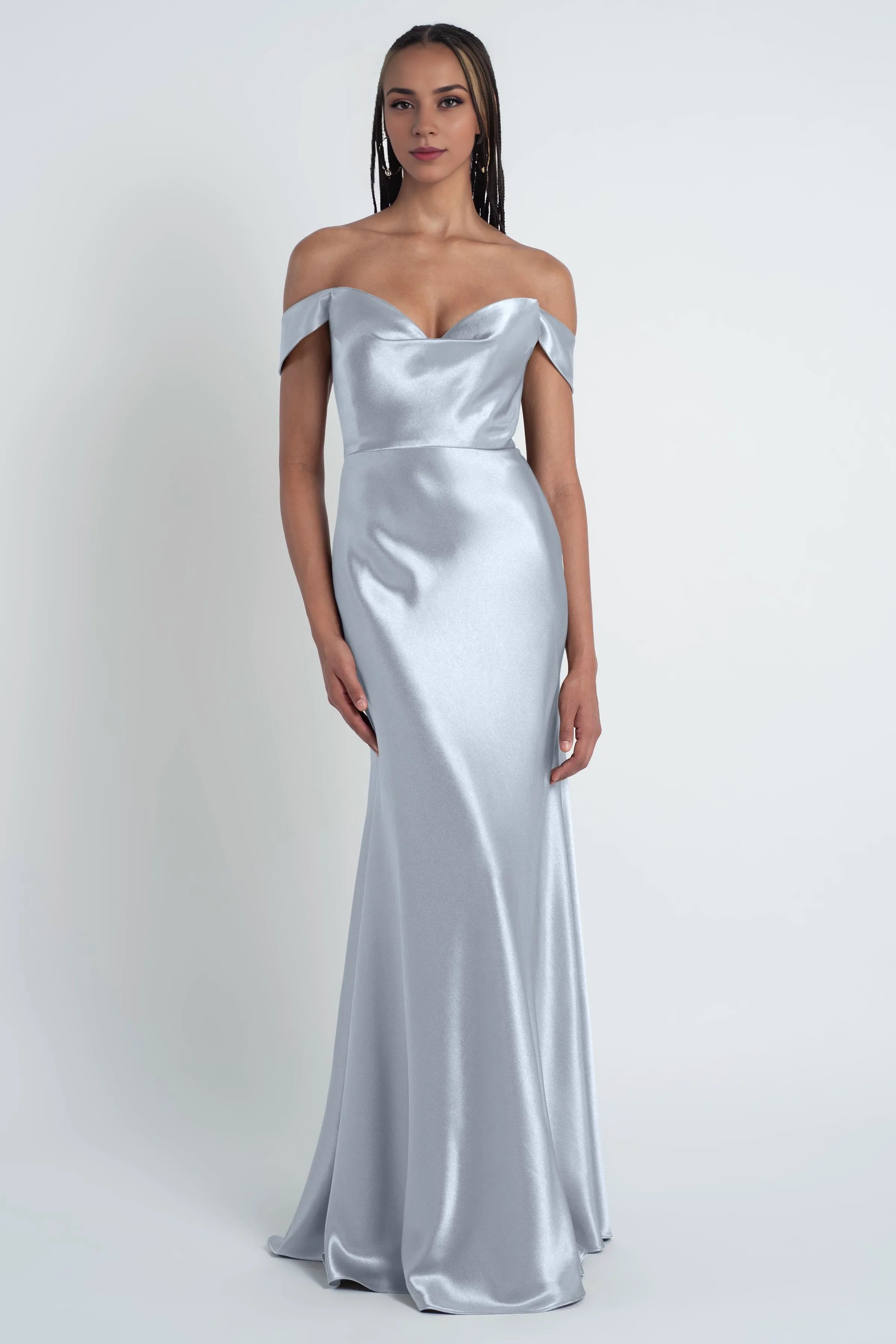 Dress Fashionable Cowl Neck Off The Shoulder Sleeve Evening Dress Bridesmaid Dress Floor-Length Sheath Prom Dress