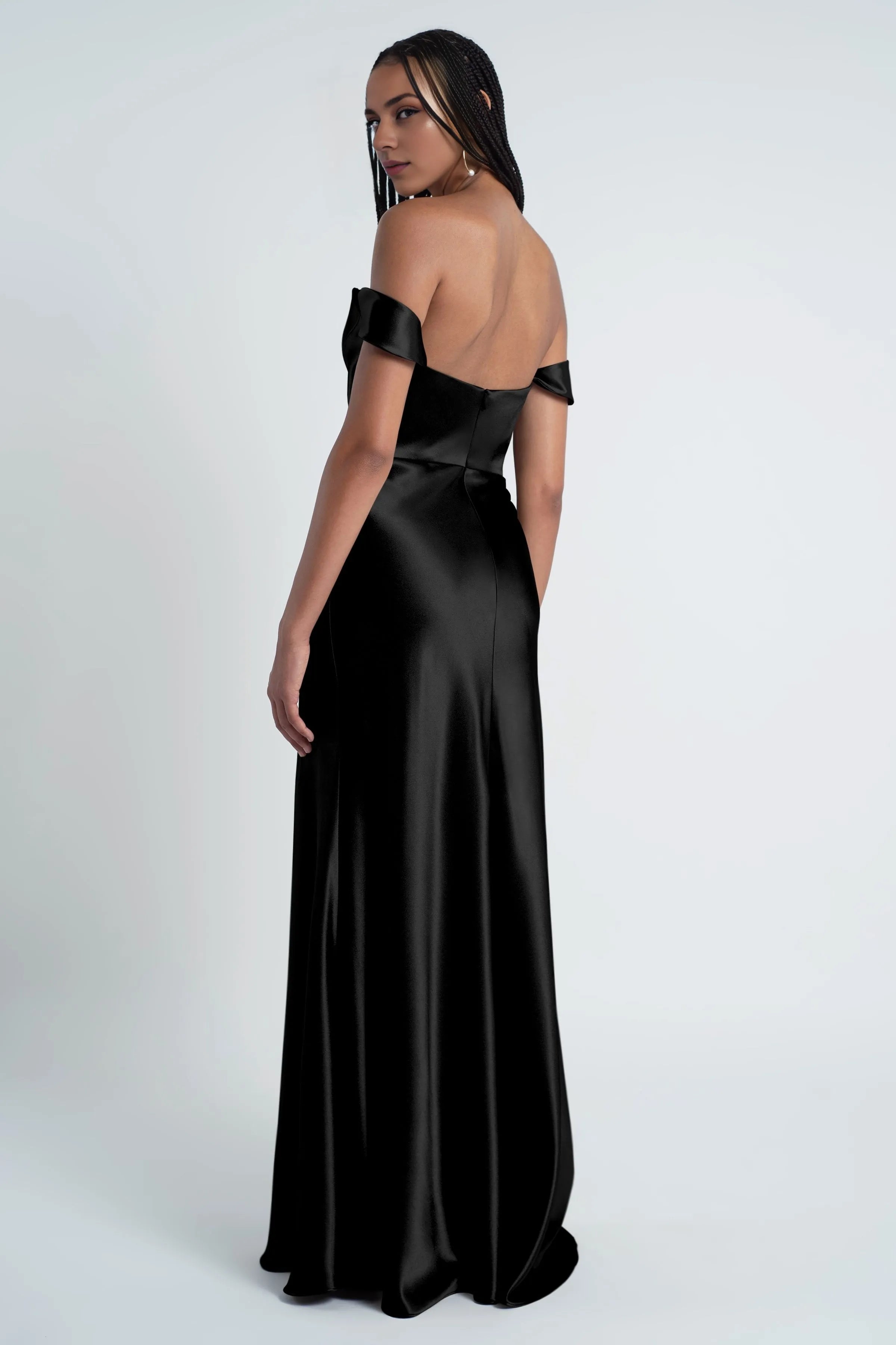 Dress Fashionable Cowl Neck Off The Shoulder Sleeve Evening Dress Bridesmaid Dress Floor-Length Sheath Prom Dress